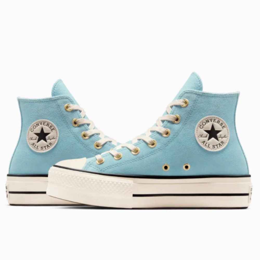 Womens Converse Lift Platform High Top Turquoise Suede shoes